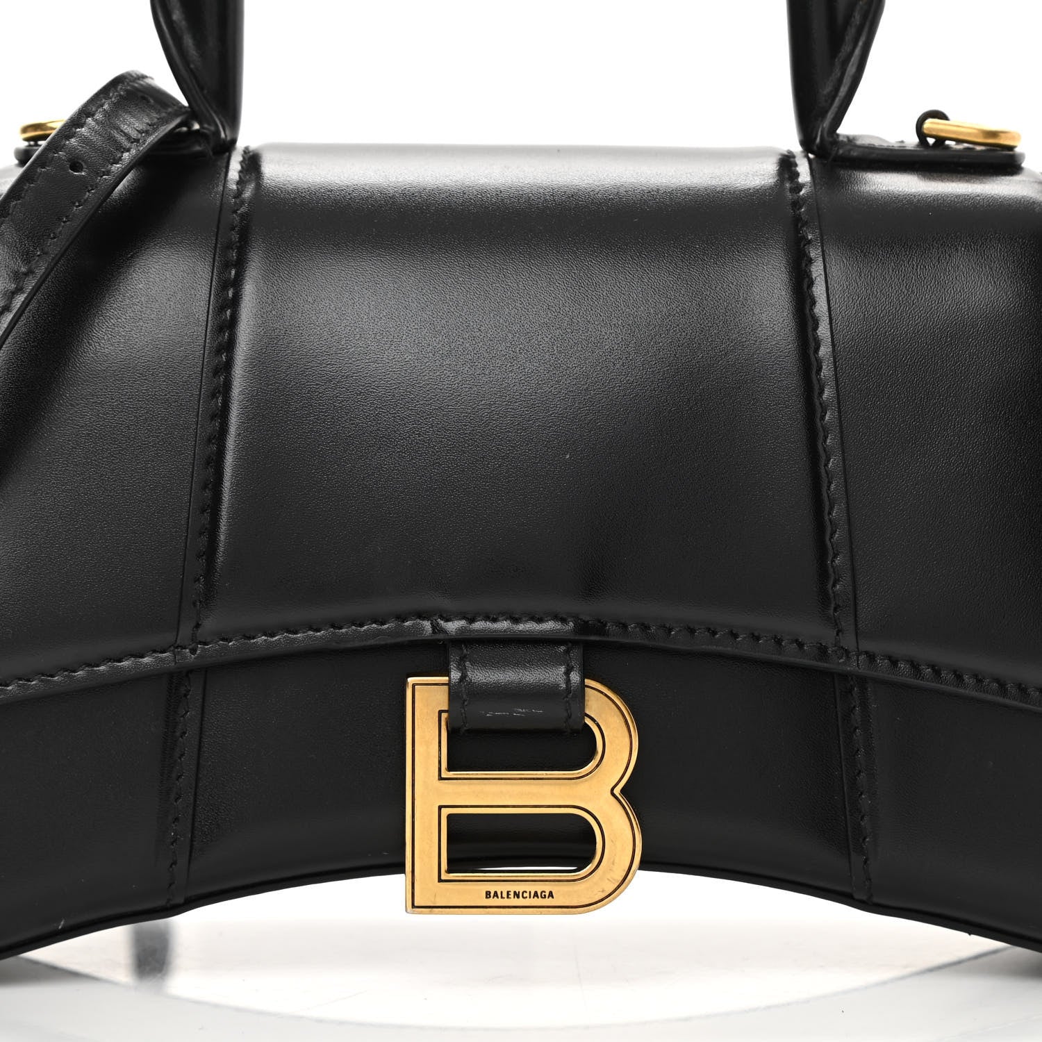 Balenciaga Shiny Box Calfskin Hourglass Top Handle Bag XS Black 8 of 14