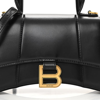 Balenciaga Shiny Box Calfskin Hourglass Top Handle Bag XS Black 8 of 14