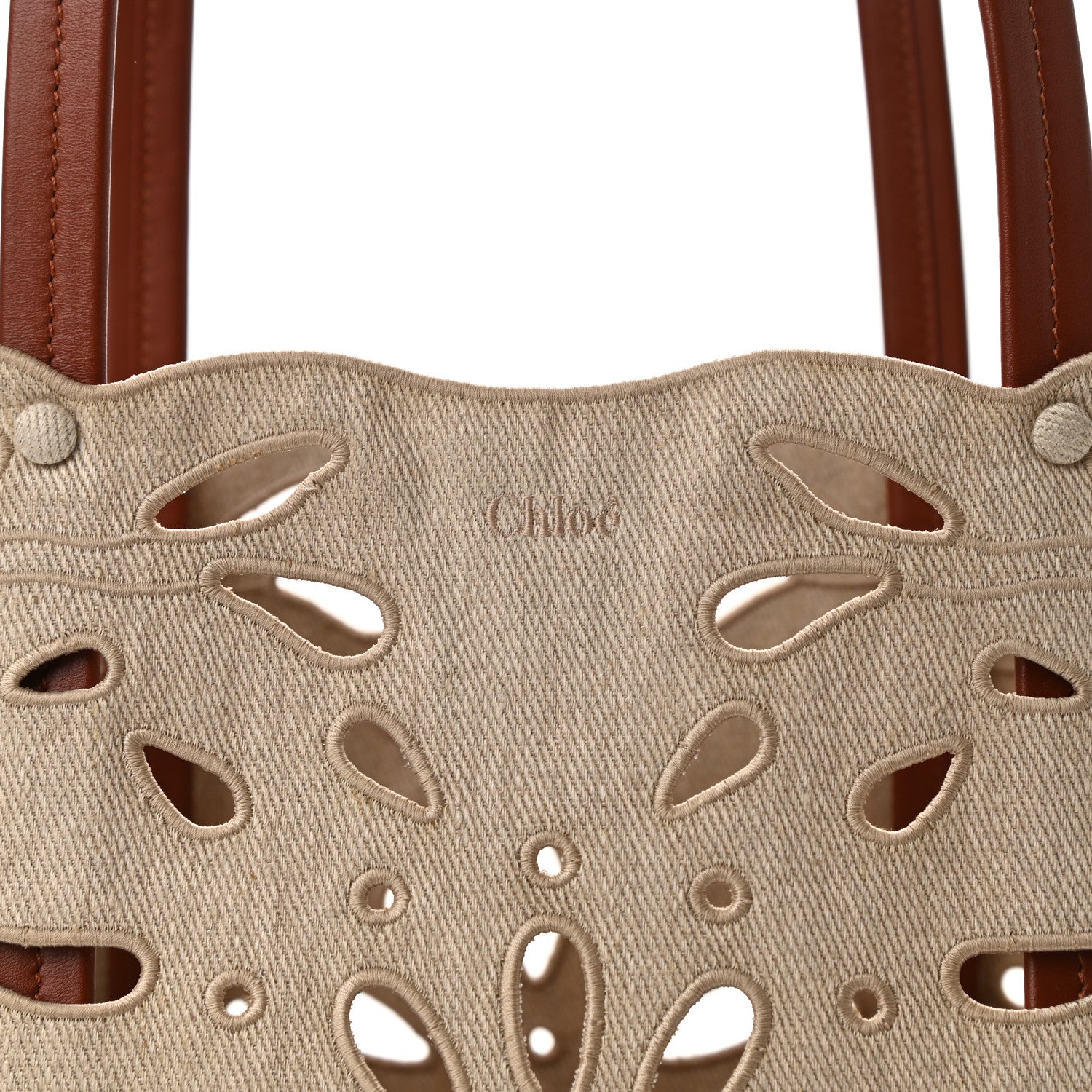 Chloe Linen Calfskin Large Kamilla North-South Tote Beige 8 of 10