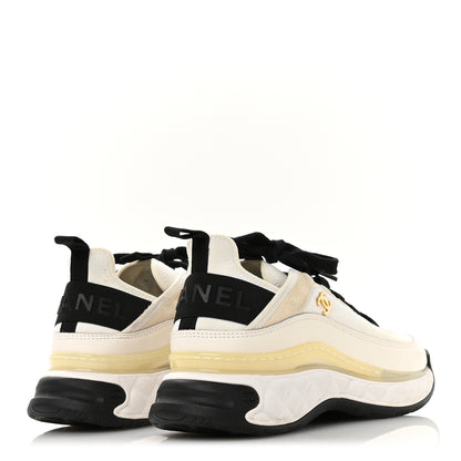 Chanel Velvet Calfskin Mixed Fibers CC Sneakers 39 Ivory Black 5 of 9