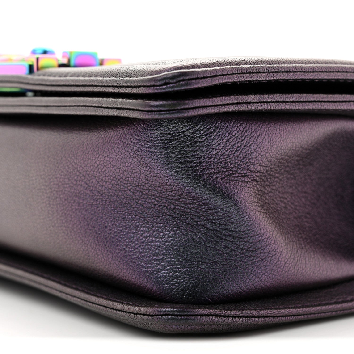 Chanel Iridescent Goatskin Quilted Small Boy Flap Purple 10 of 10