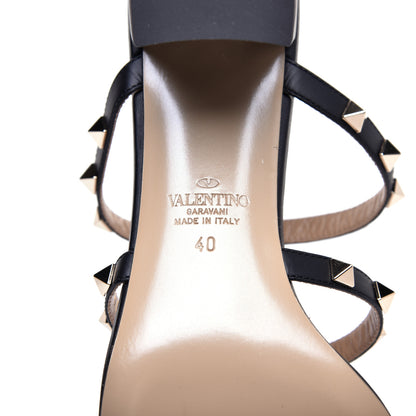 Valentino Garavani Calfskin Rockstud 60mm Caged Slide Sandals 40 Black 6 of 9