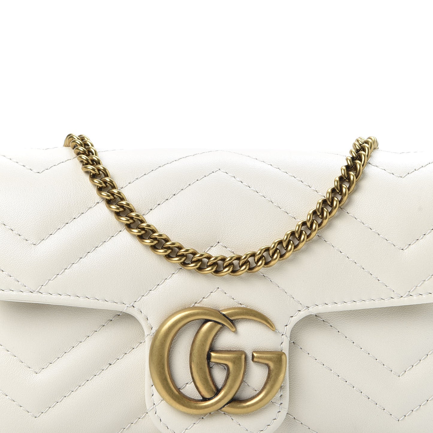 Calfskin Matelasse Super Mini GG Marmont Shoulder Bag White
