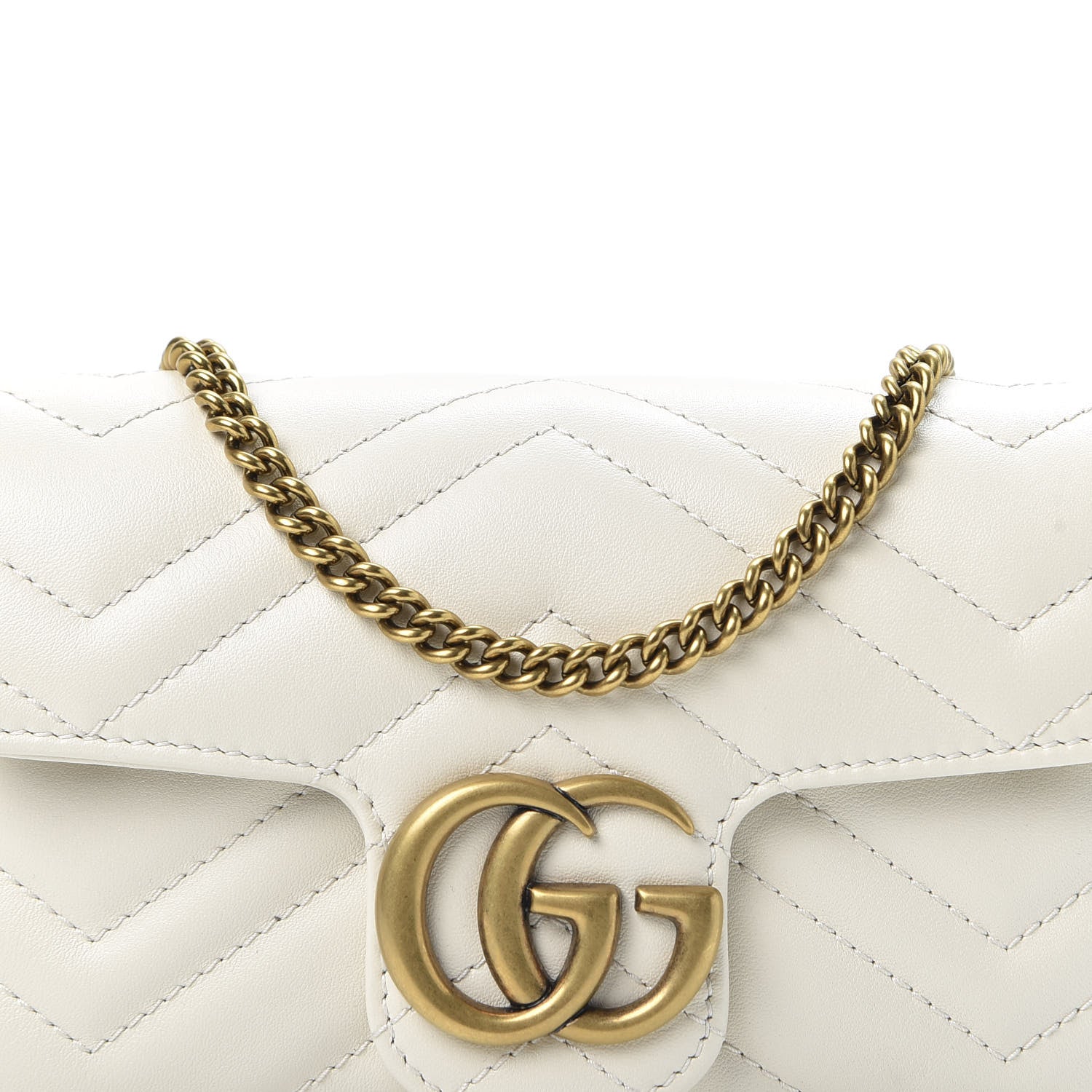 Gucci Calfskin Matelasse Super Mini GG Marmont Shoulder Bag White 9 of 9