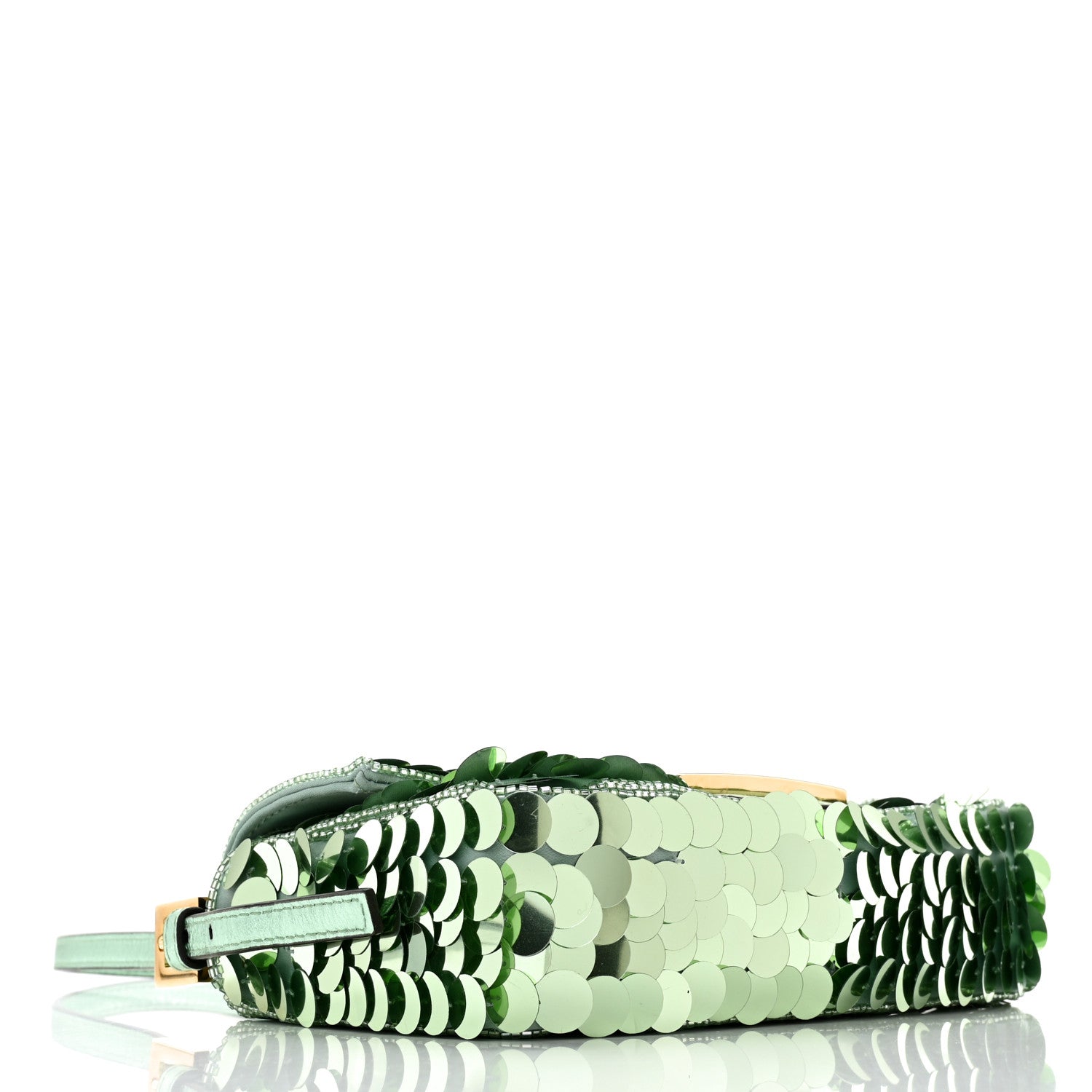 Fendi Satin Paillettes Catalan Mirror Mini Baguette 1997 Green 4 of 10