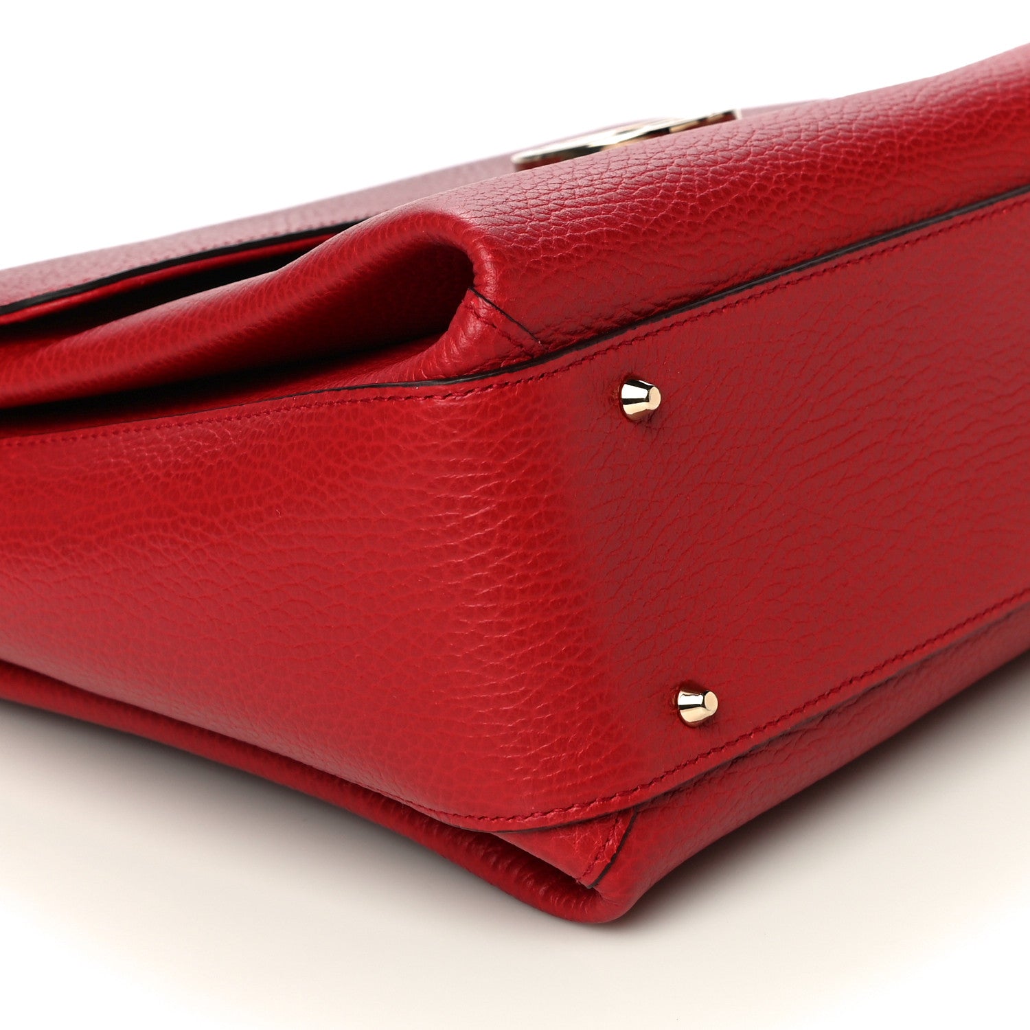 Gucci Dollar Calfskin Medium Interlocking G Top Handle Shoulder Bag Red 11 of 18