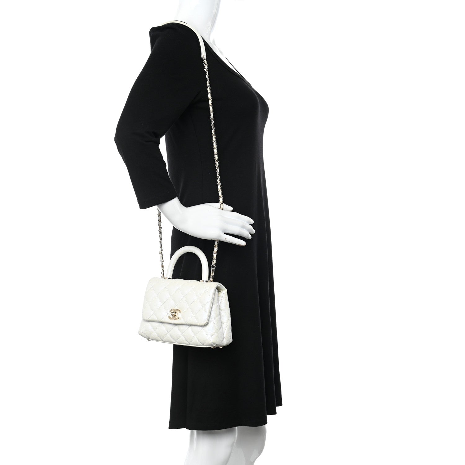 Chanel Iridescent Caviar Quilted Extra Mini Coco Handle Flap White 2 of 11