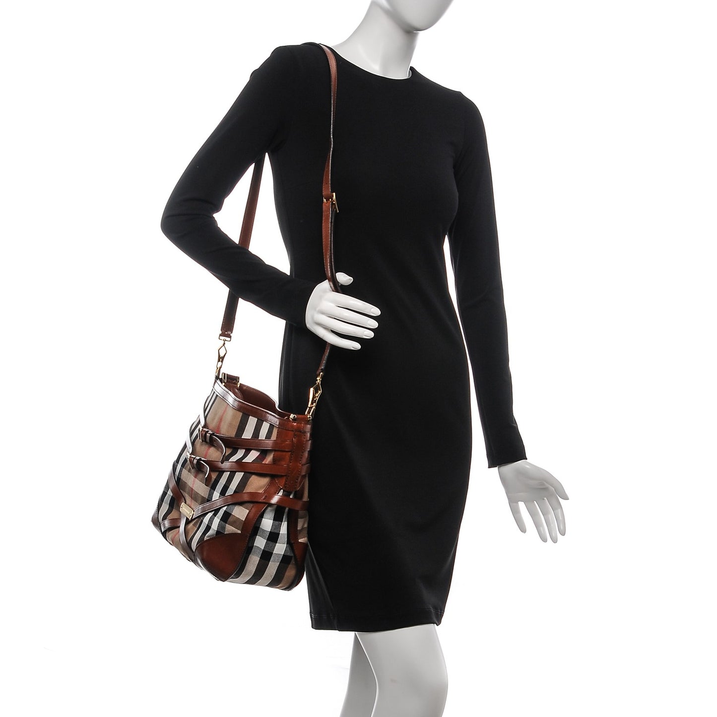 House Check Bridle Calfskin Medium Gosford Hobo Dark Tan