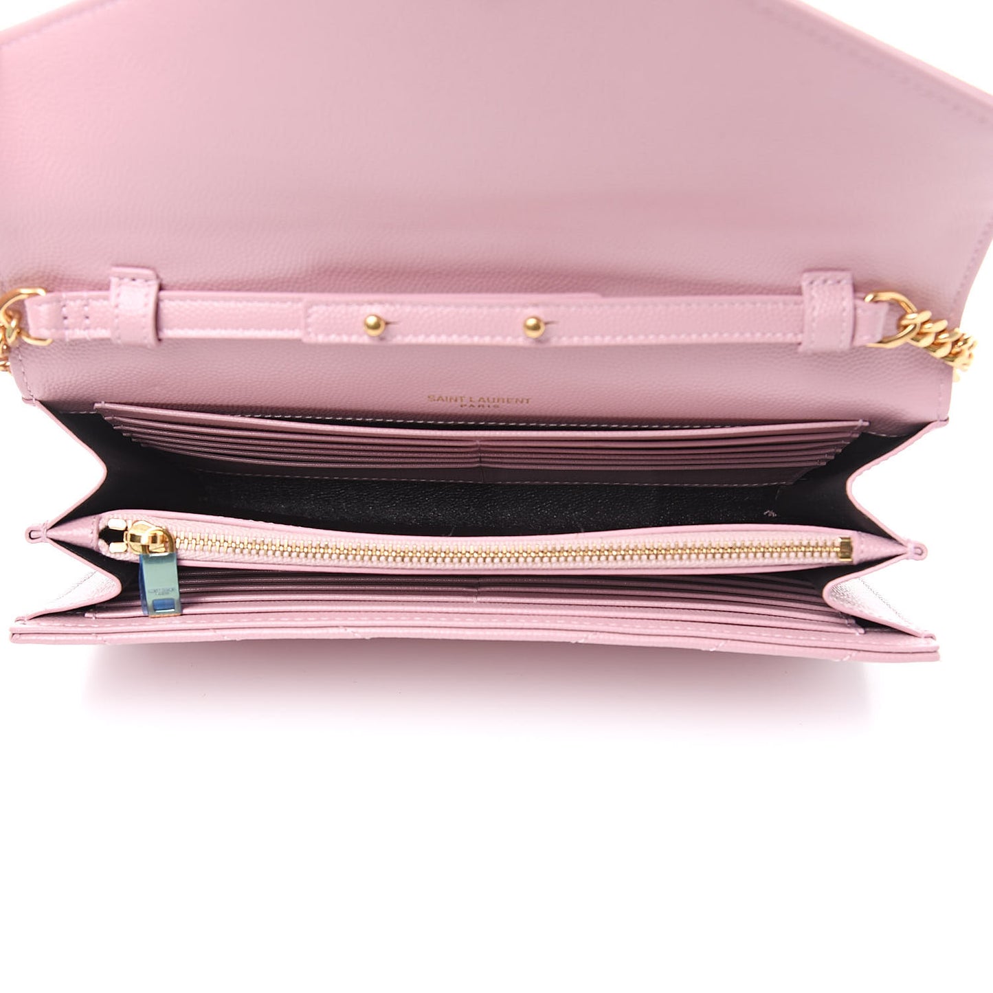Grain De Poudre Matelasse Chevron Monogram Chain Wallet Pale Pink