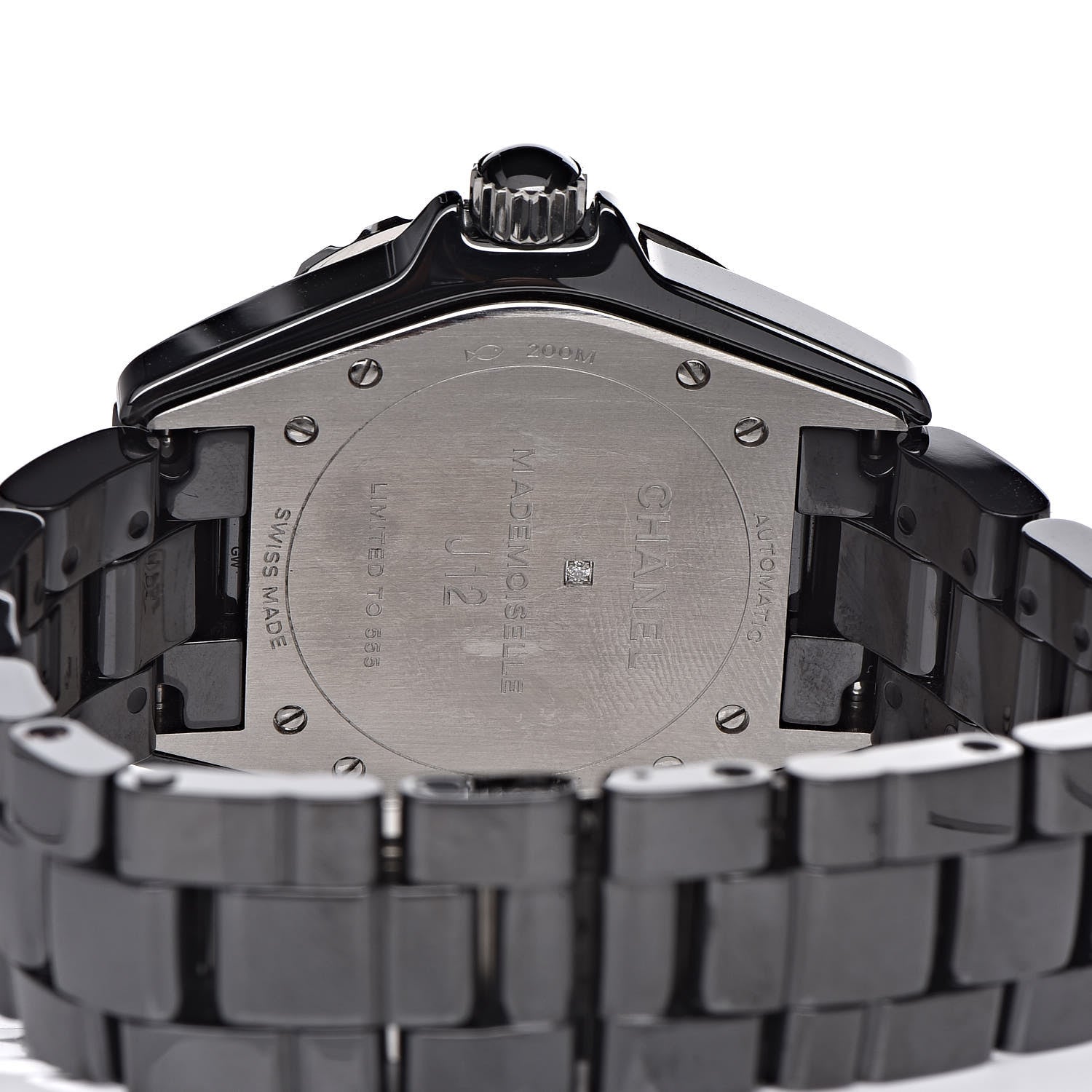 Chanel Stainless Steel Ceramic Diamond 38mm J12 Limited Edition Mademoiselle Automatic Watch Black 9 of 14