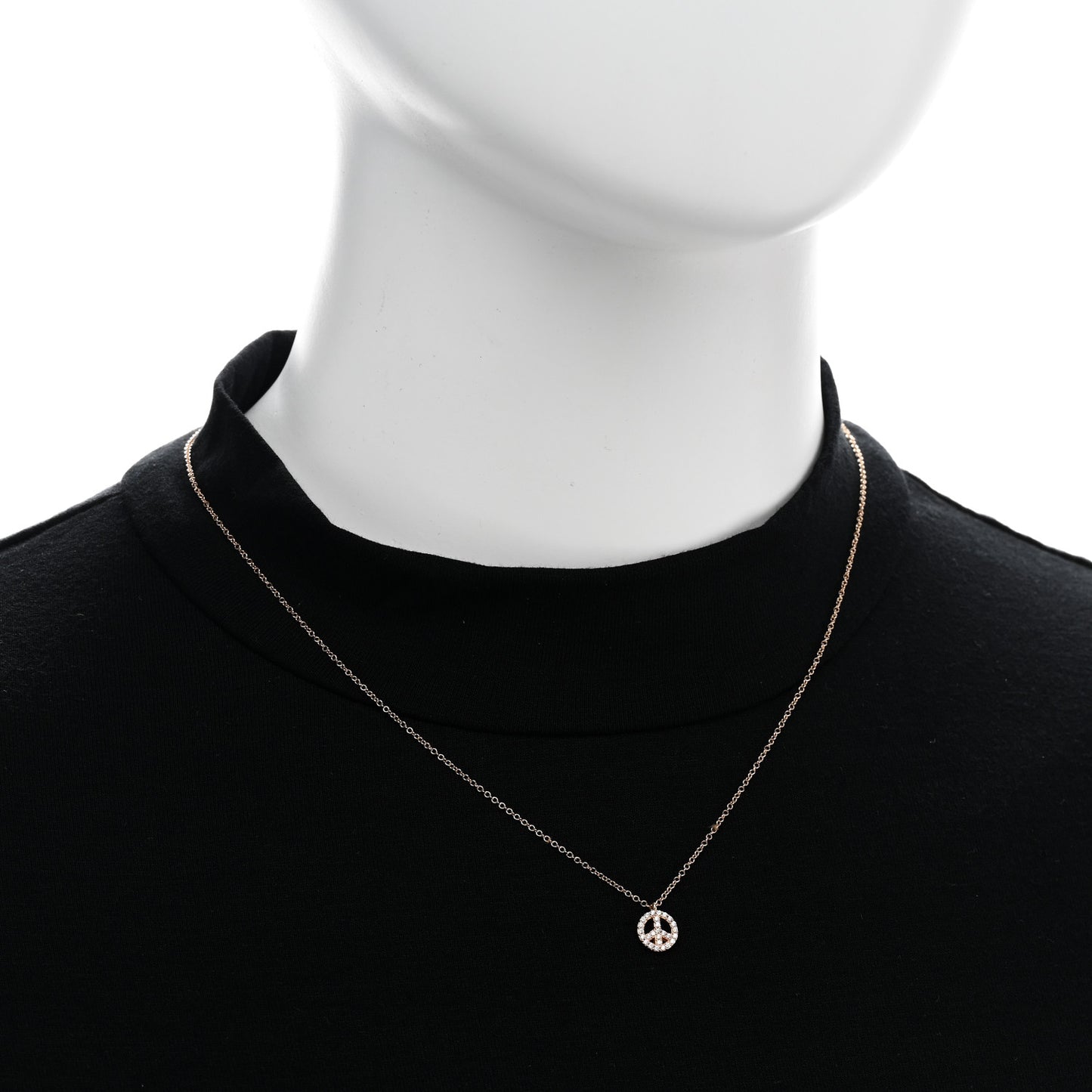 18K Rose Gold Diamond Mini Metro Peace Pendant Necklace
