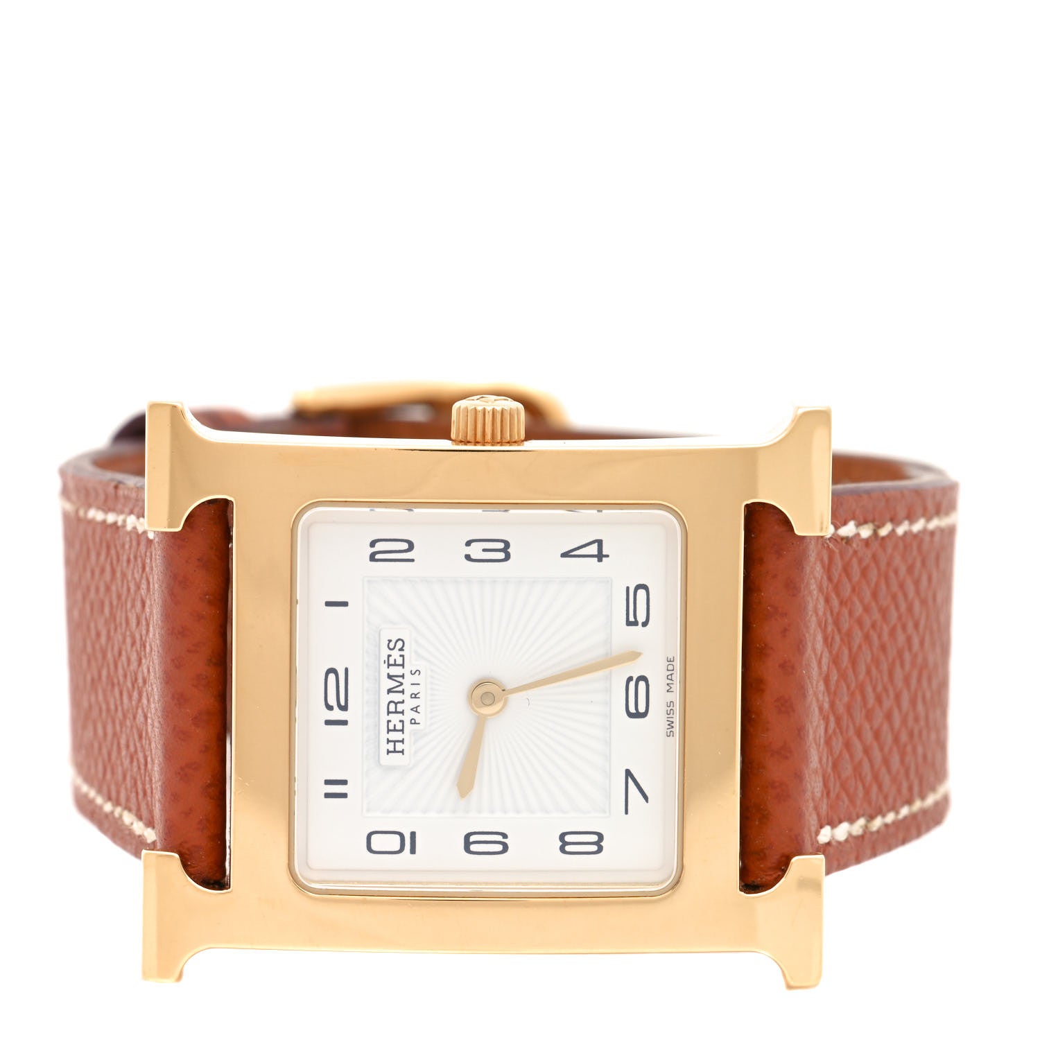 Hermes Stainless Steel Epsom 26mm Heure H Hour Quartz Watch Gold 2 of 5