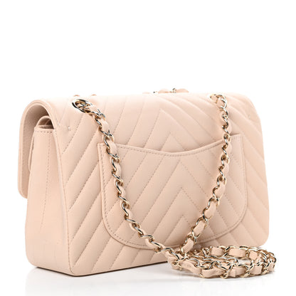 Chanel Caviar Chevron Quilted Small Double Flap Beige 3 of 10