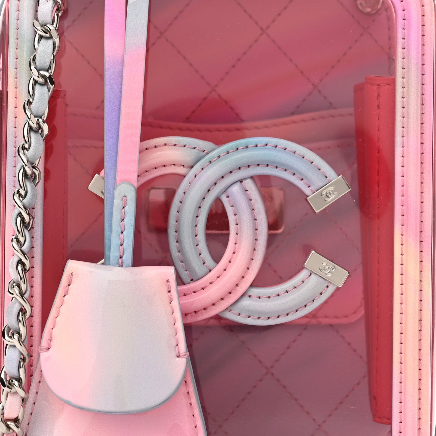 PVC Patent Calfskin Patent Lambskin Vertical Vanity Case Pink