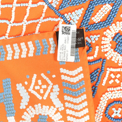 Hermes Silk Twill Kelly En Perles Giant Scarf 70 Orange Bleu Jean 3 of 3