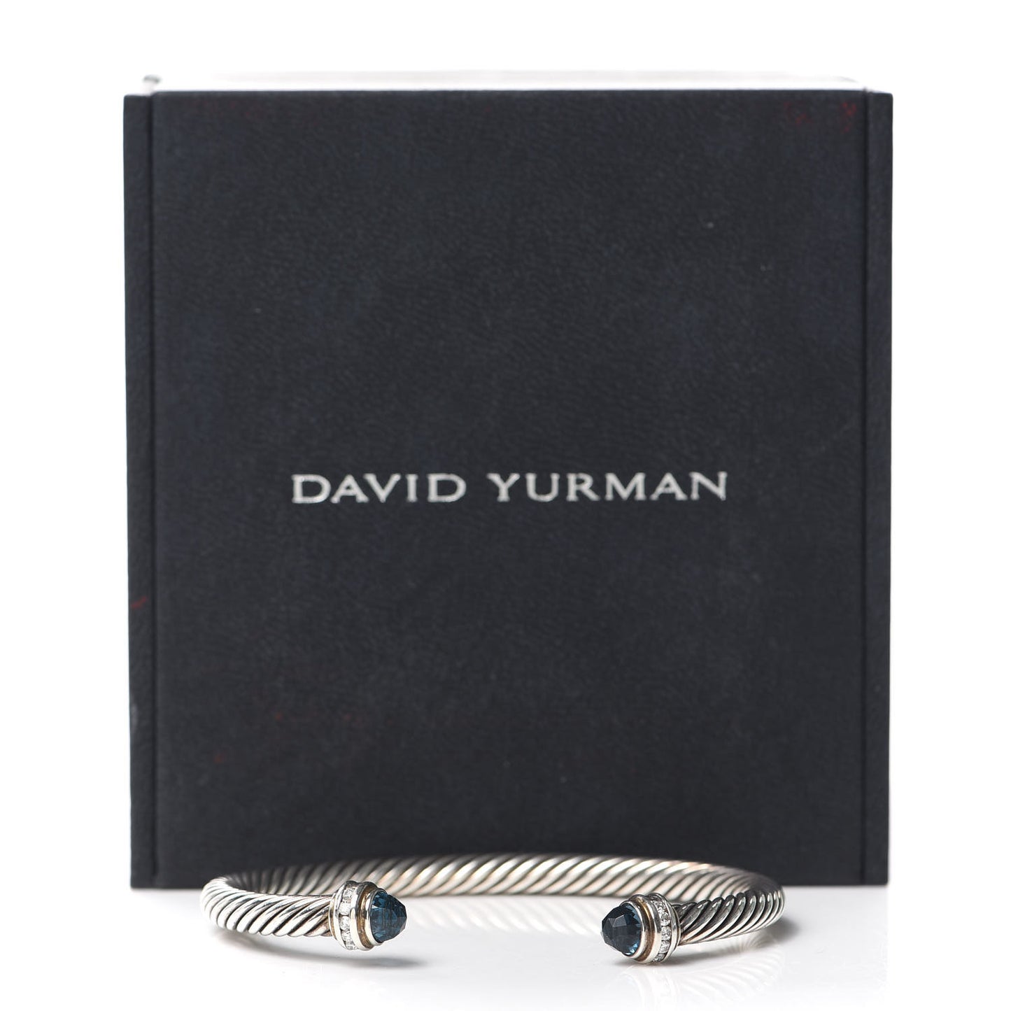 Sterling Silver Diamond Hampton Blue Topaz 5mm Cable Classics Bracelet