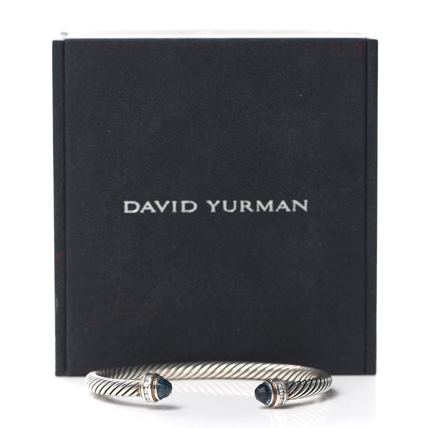 David Yurman Sterling Silver Diamond Hampton Blue Topaz 5mm Cable Classics Bracelet 6 of 6