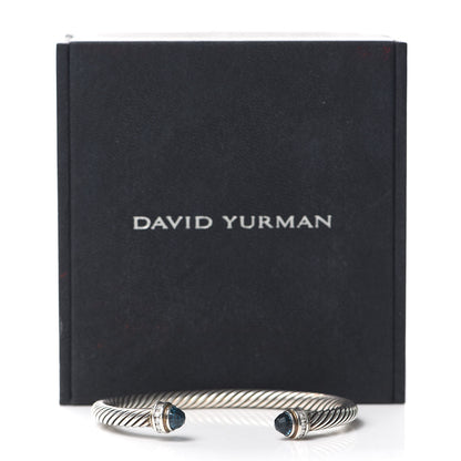 David Yurman Sterling Silver Diamond Hampton Blue Topaz 5mm Cable Classics Bracelet 6 of 6