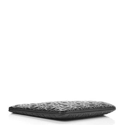 Chanel Lambskin Crystal Camellia Embossed Medium Cosmetic Case Black 4 of 7