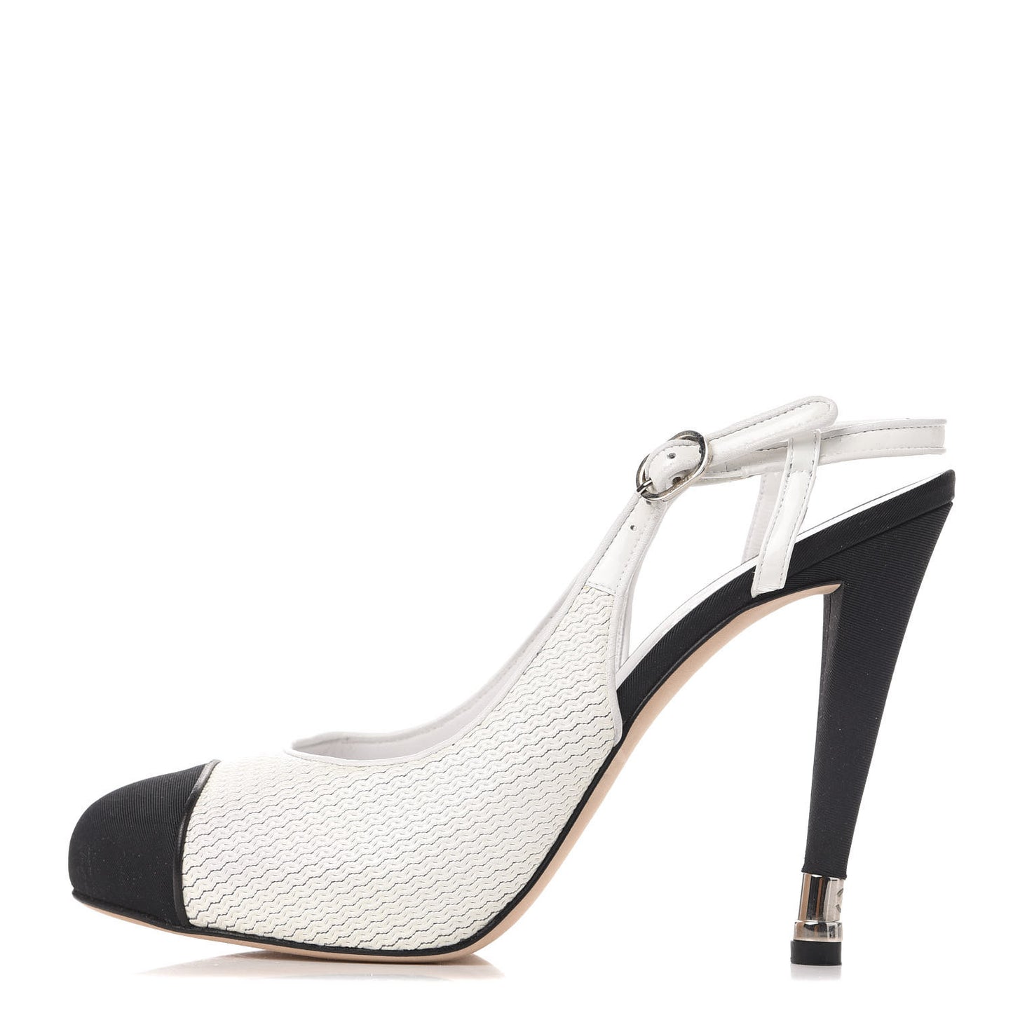 Grosgrain Cap Toe CC Slingback Pumps 41 Black Cream