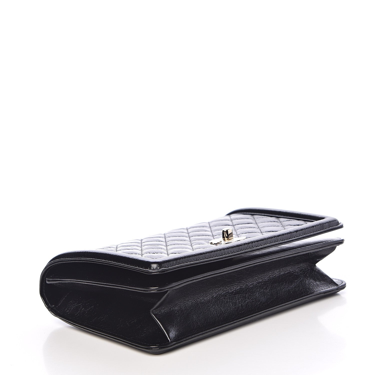 Chanel Glazed Crackled Calfskin Wallet On Chain WOC Black 4 of 11