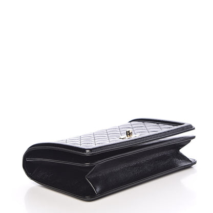Chanel Glazed Crackled Calfskin Wallet On Chain WOC Black 4 of 11