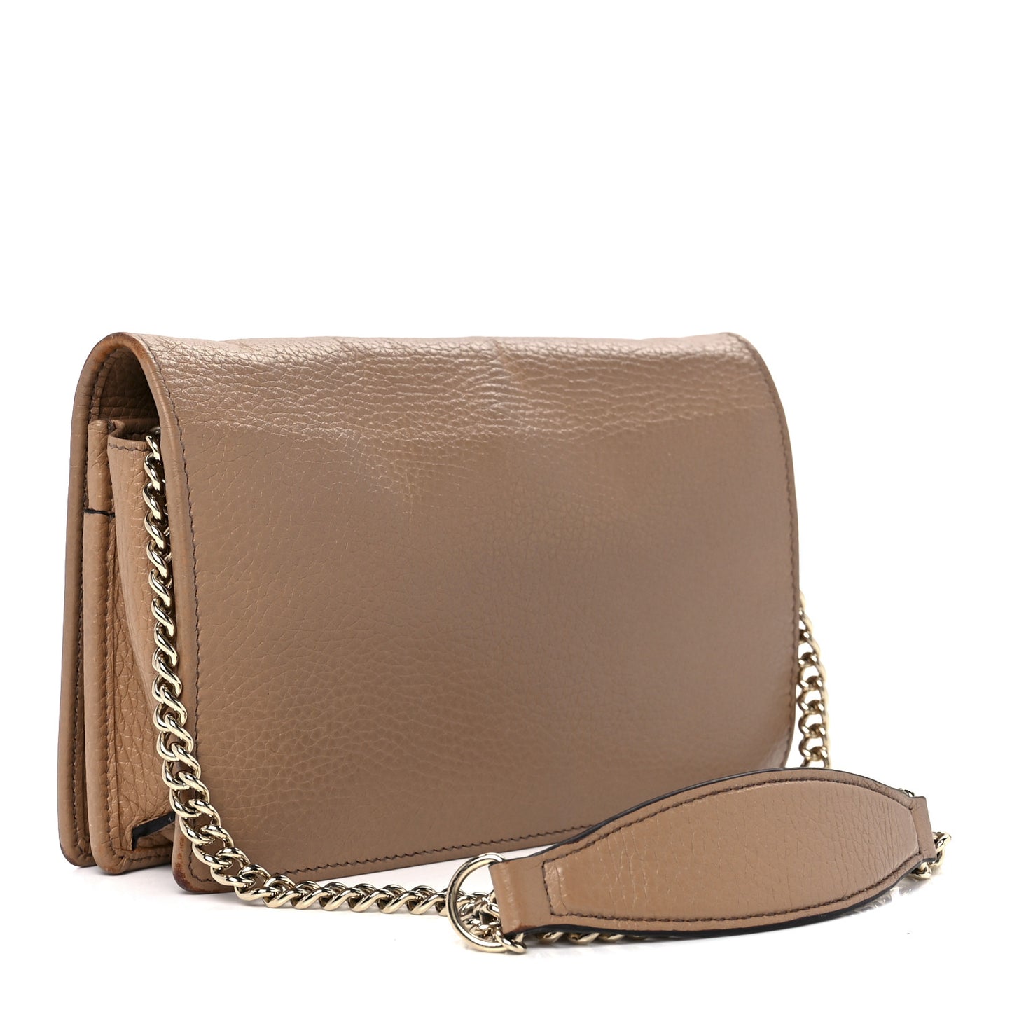 Pebbled Calfskin Soho Wallet on Chain Camelia