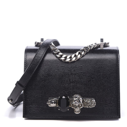 Alexander McQueen Lizard Embossed Calfskin Knuckle Crossbody Black 1 of 12
