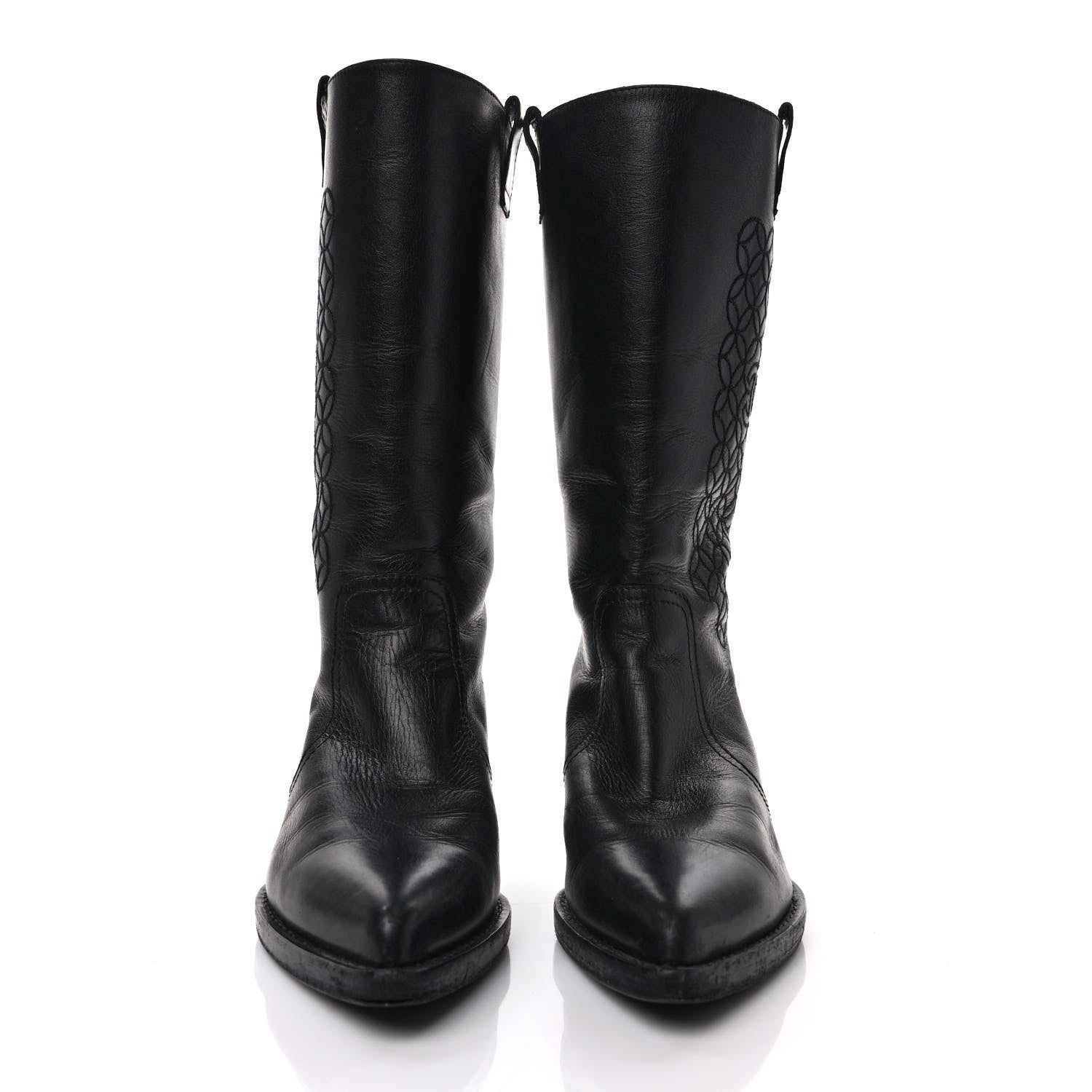 Chanel Calfskin Embroidered Western Cowboy Boots 39 Black 2 of 10