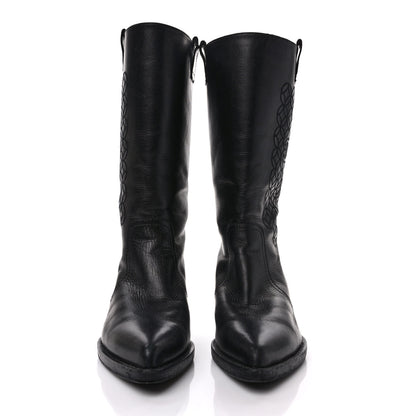 Chanel Calfskin Embroidered Western Cowboy Boots 39 Black 2 of 10