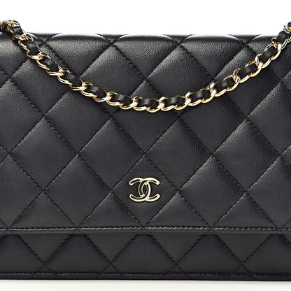 Chanel Lambskin Quilted Wallet On Chain WOC Black 11 of 12