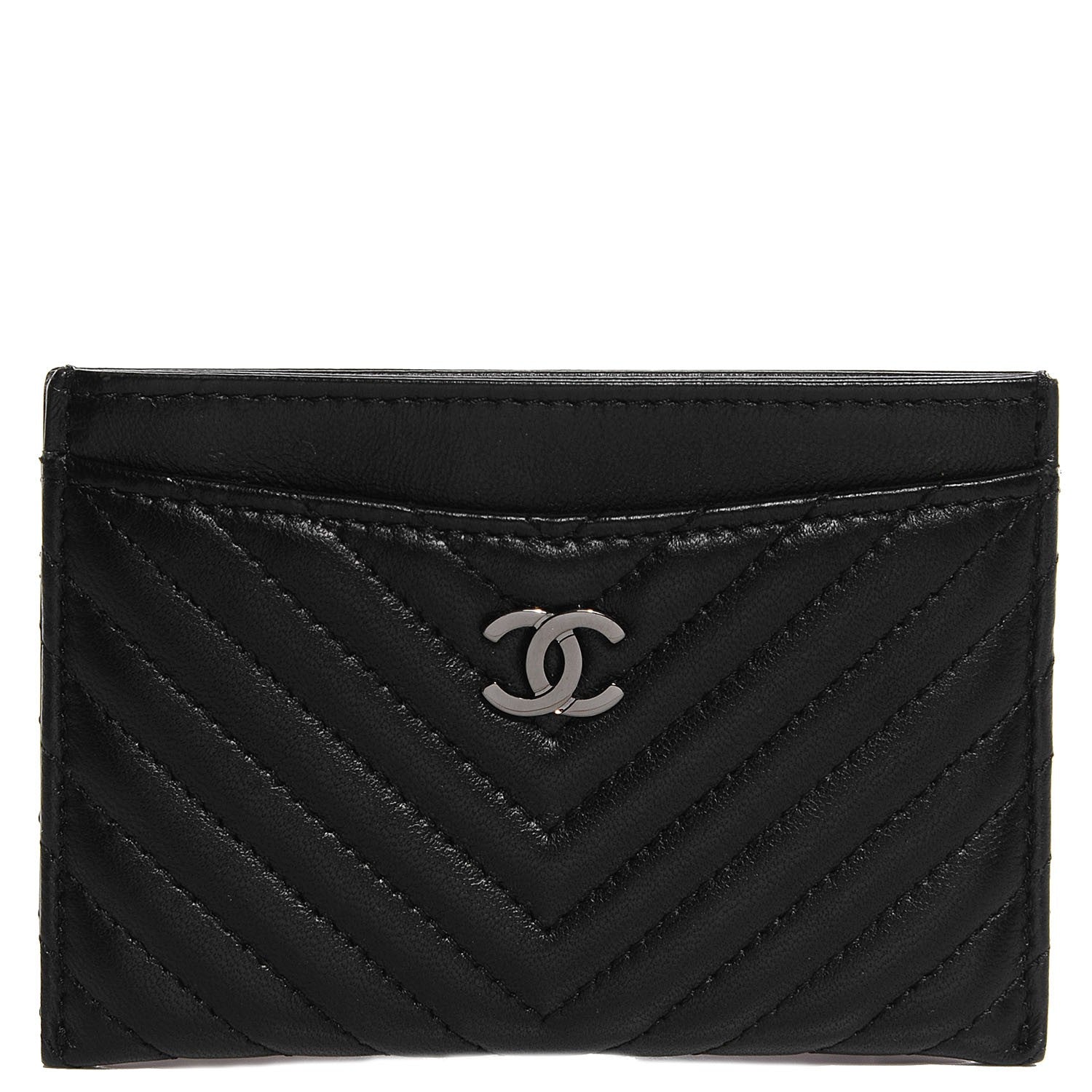 Chanel Lambskin Chevron Card Holder Black 1 of 8
