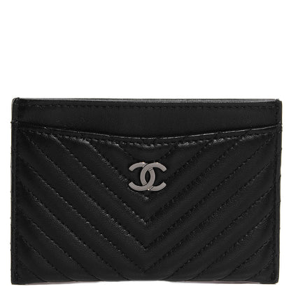 Chanel Lambskin Chevron Card Holder Black 1 of 8