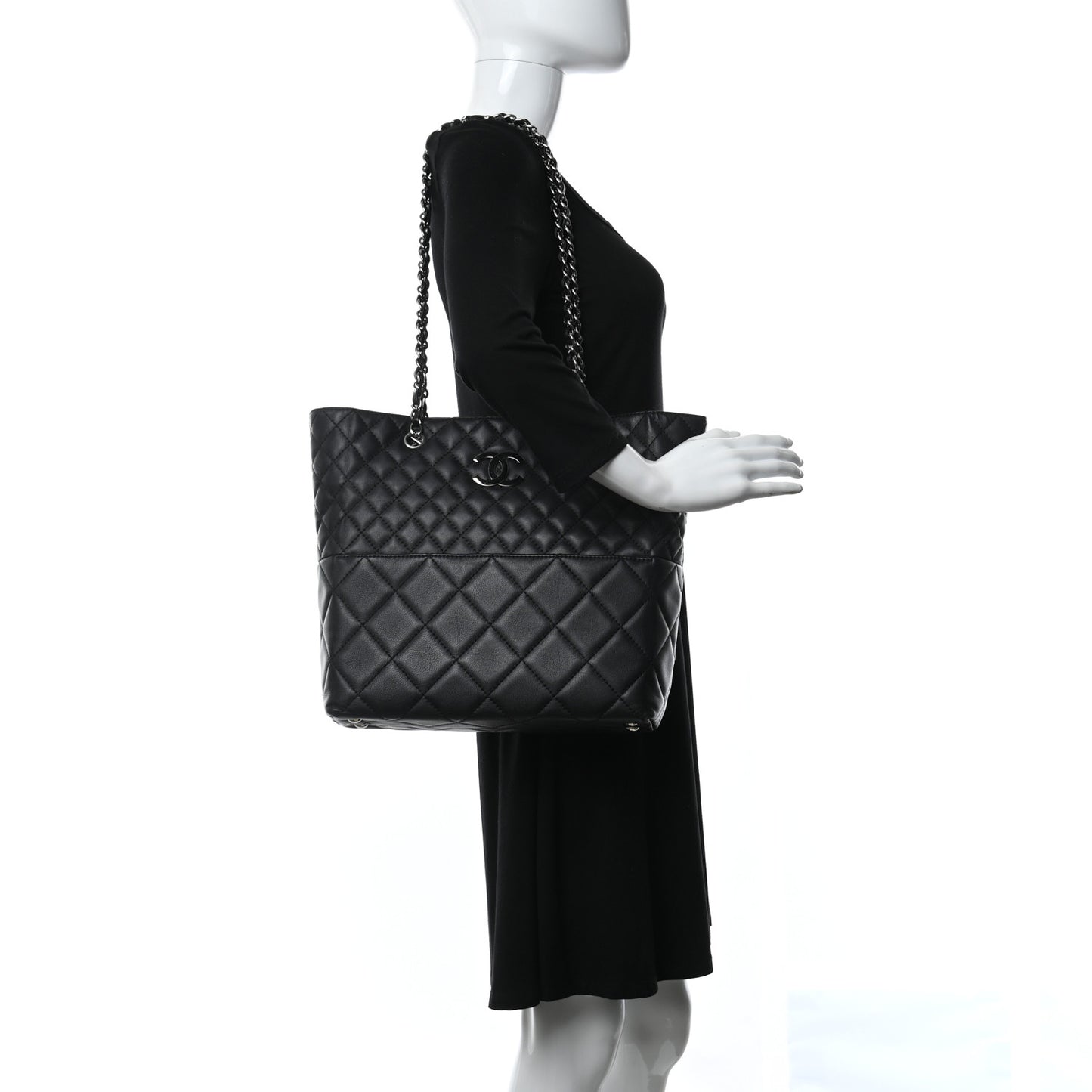Calfskin Quilted In The Business North South Tote Black