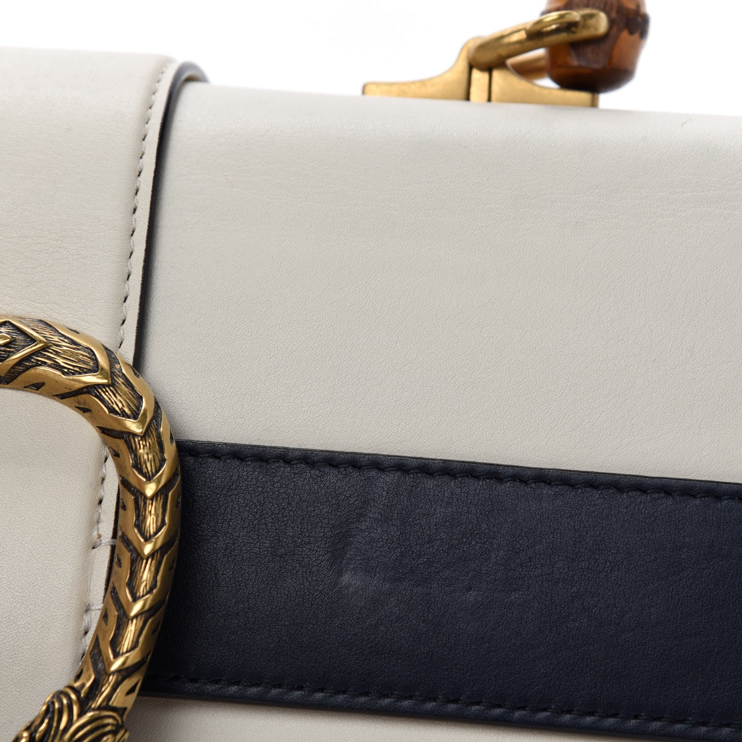 Gucci Calfskin Bamboo Web Medium Dionysus Top Handle Bag White Blue Hibiscus Red 8 of 14
