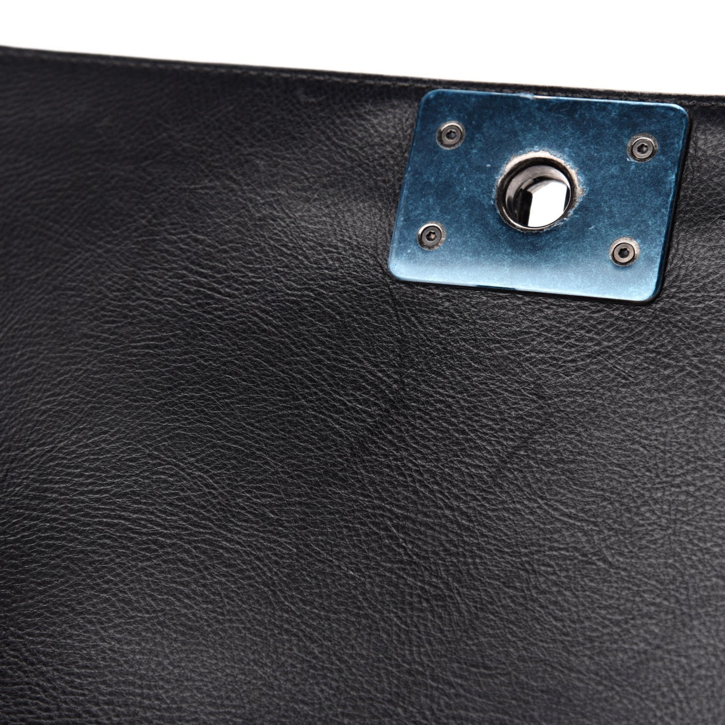Calfskin Double Stitch Medium Boy Flap Black
