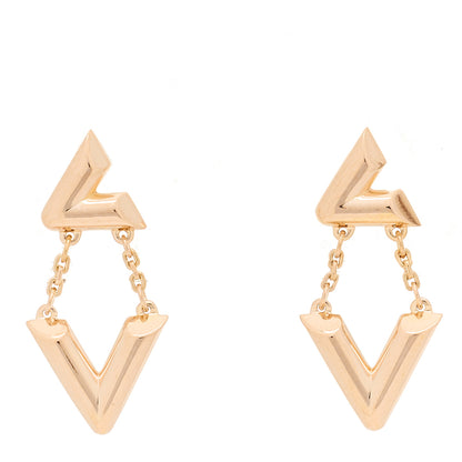 Louis Vuitton 18K Pink Gold LV Volt Upside Down Drop Earrings 1 of 4
