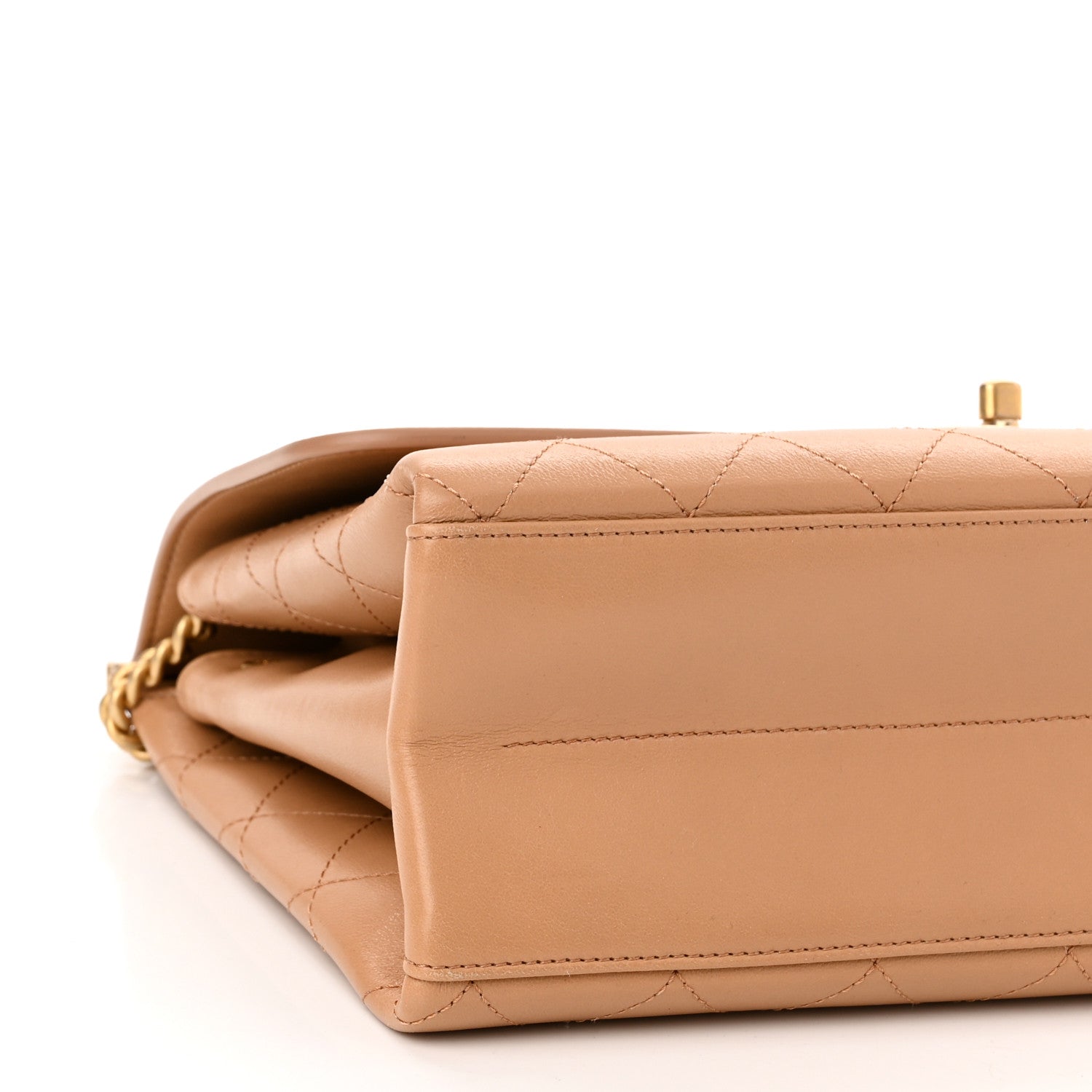 Chanel Lambskin Quilted Coco Lux Top Handle Flap Dark Beige 8 of 9