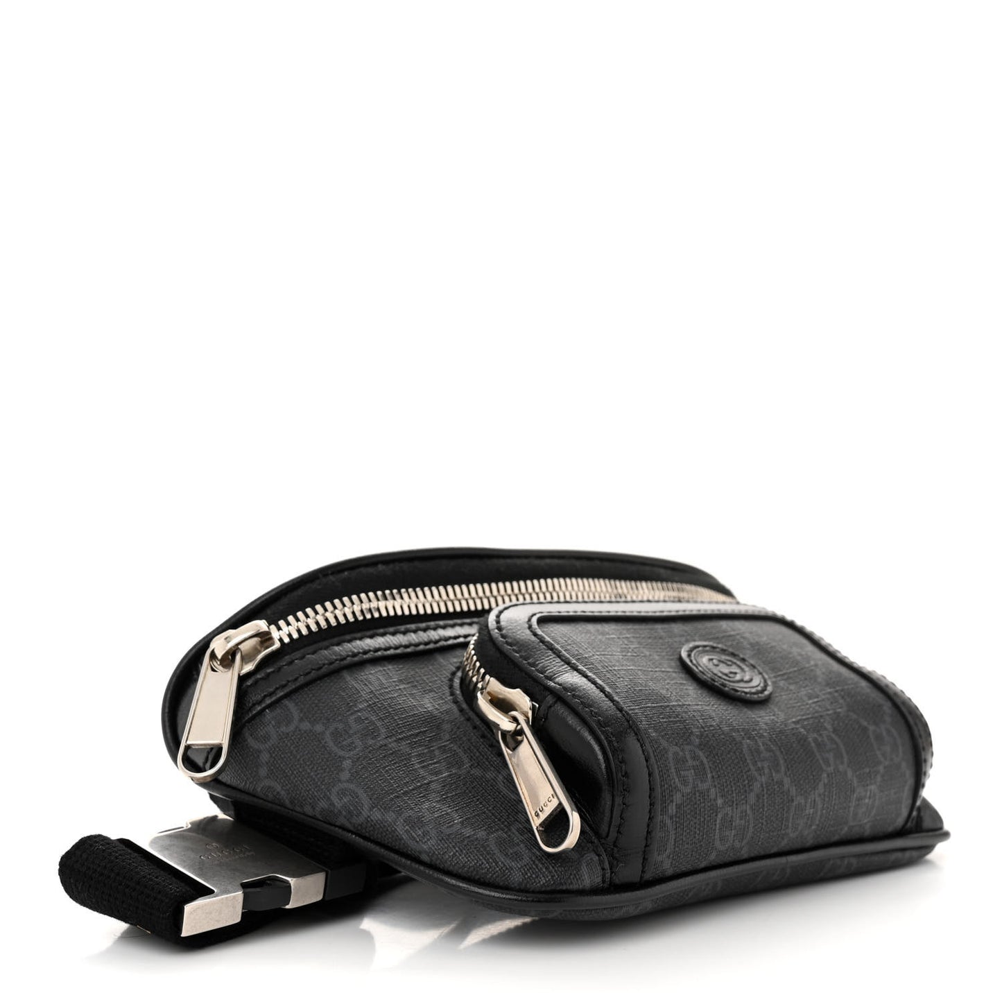 GG Supreme Monogram Textured Calfskin Retro Interlocking G Belt Bag Black