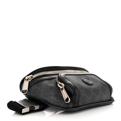 Gucci GG Supreme Monogram Textured Calfskin Retro Interlocking G Belt Bag Black 4 of 10