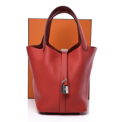 Hermes Taurillon Clemence Picotin Lock 18 PM Rouge De Coeur 10 of 10
