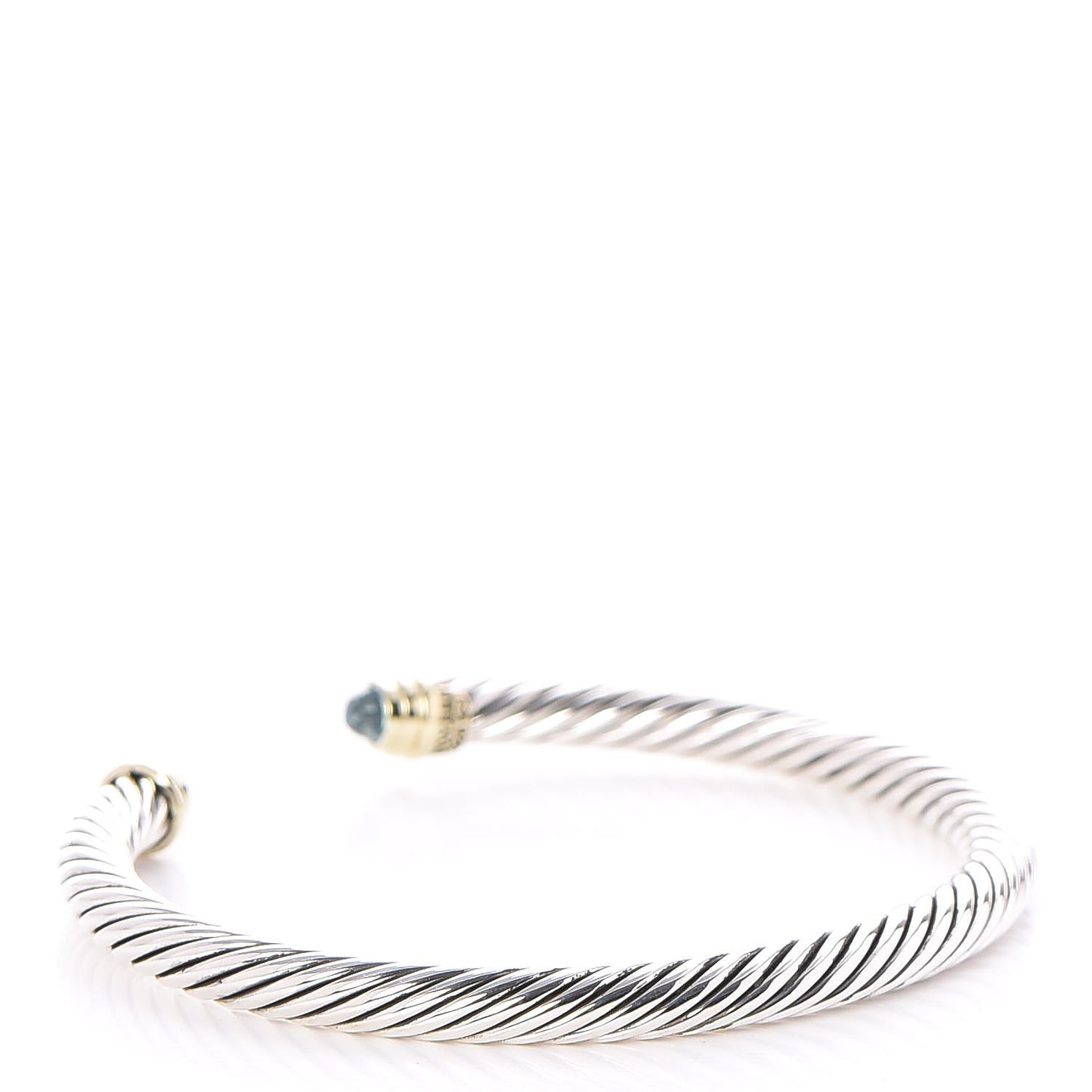 Sterling Silver 14K Yellow Gold Blue Topaz 5mm Cable Classics Petite Color Bracelet