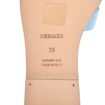 Hermes Epsom Oran Sandals 36 Bleu Littoral 6 of 8