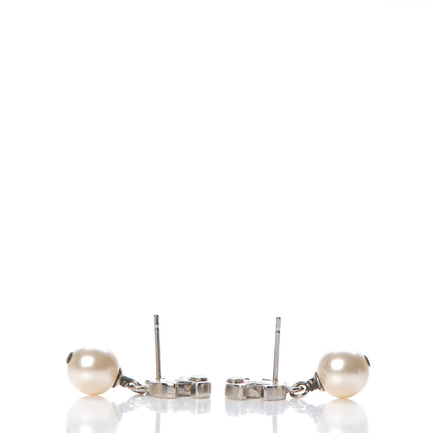 Pearl CC Drop Earrings Silver