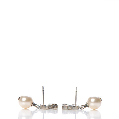 Chanel Pearl CC Drop Earrings Silver 3 of 5