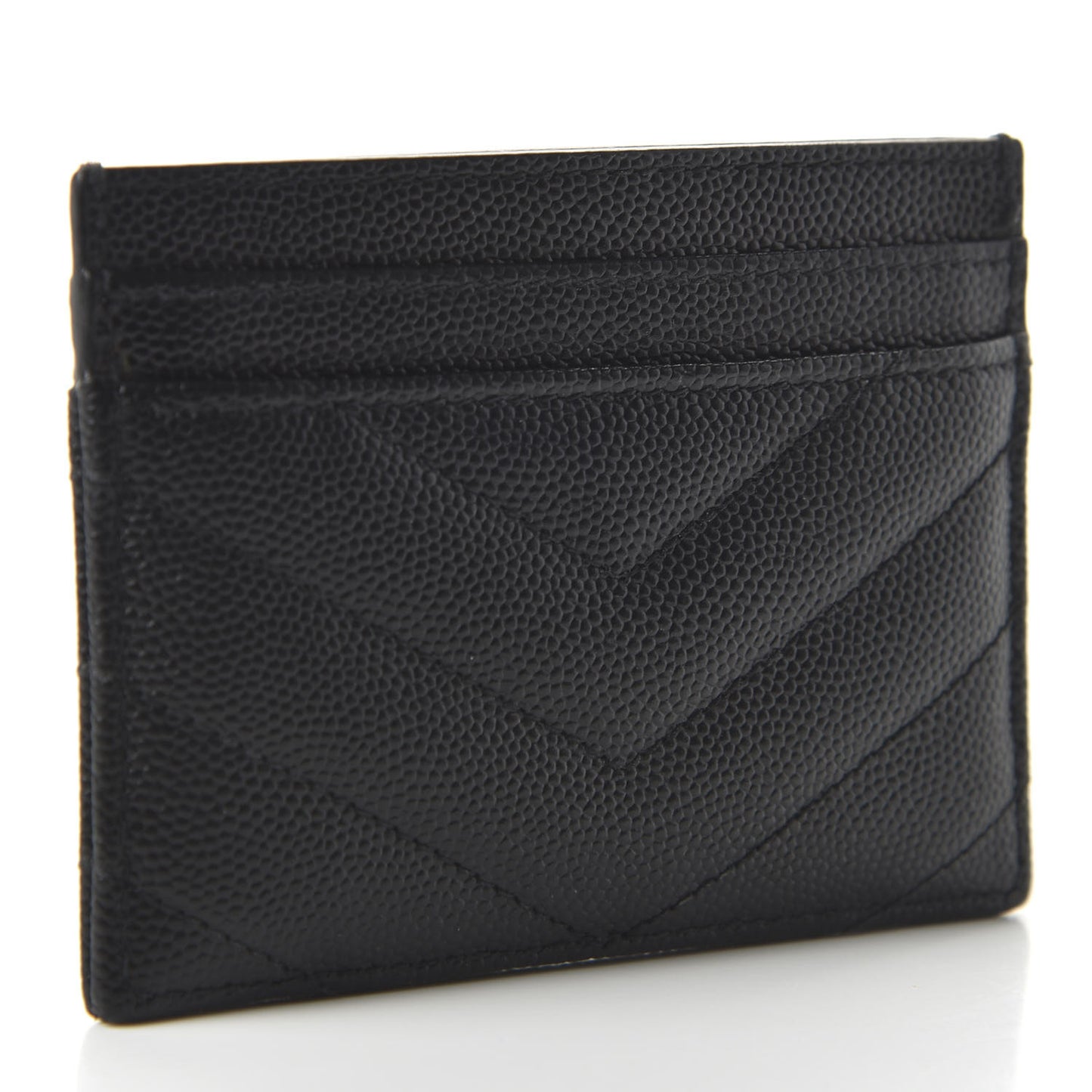 Grain De Poudre Matelasse Chevron Monogram Credit Card Case Black