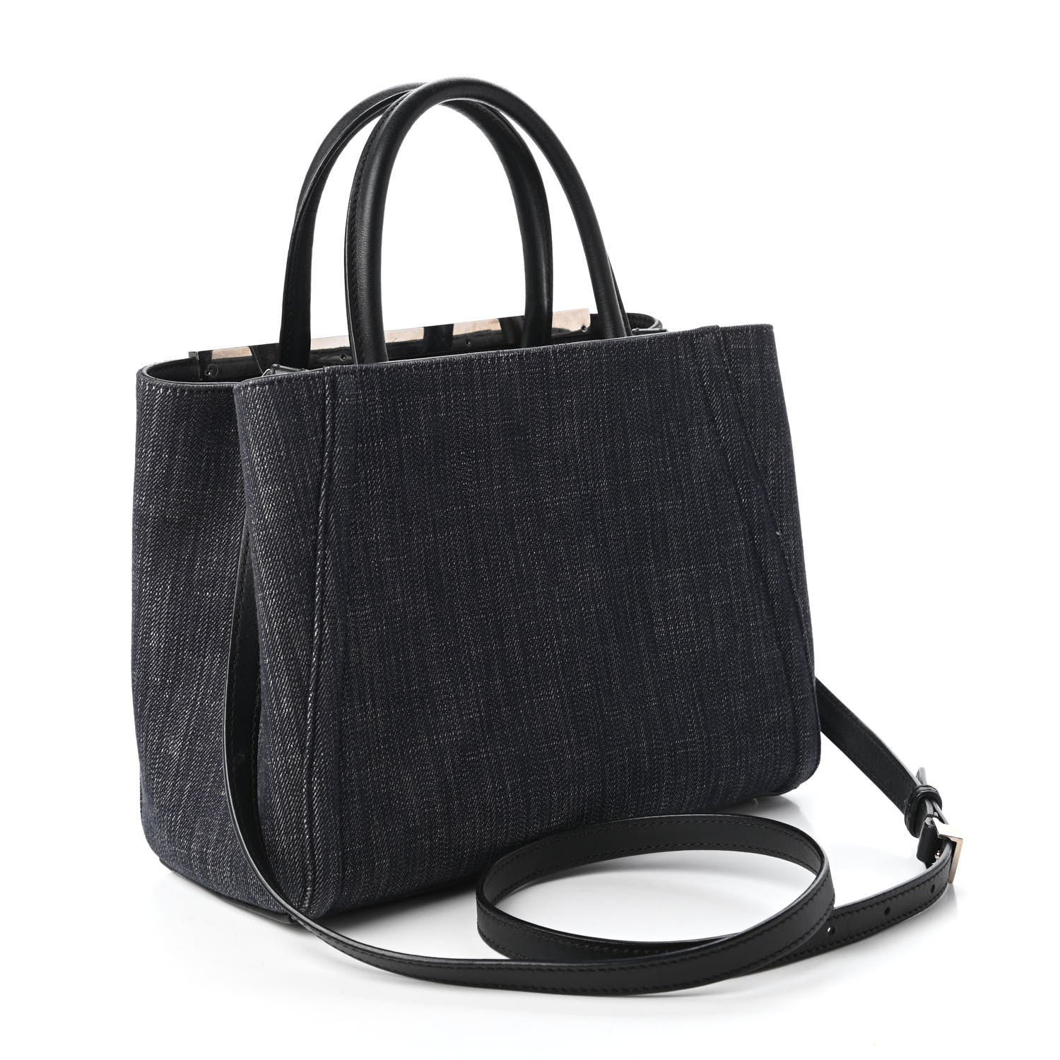 Fendi Denim Petite 2Jours Tote Blue Black 3 of 10