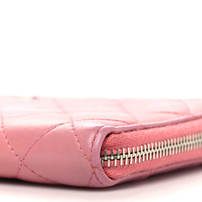 Chanel Lambskin Quilted Large Gusset Zip Around Wallet Pink 12 of 13