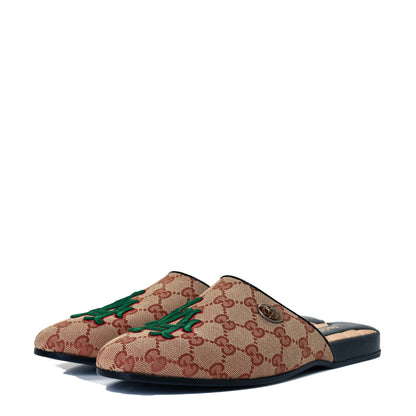 Gucci X MLB GG Monogram LA Dodgers Embroidered Womens GG Slippers 38.5 Beige Ruggine 2 of 11