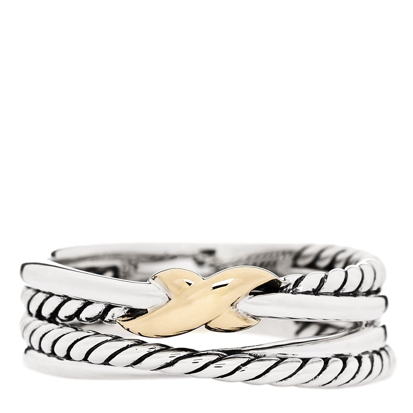 Sterling Silver 18K Yellow Gold 6mm X Crossover Ring 54 7